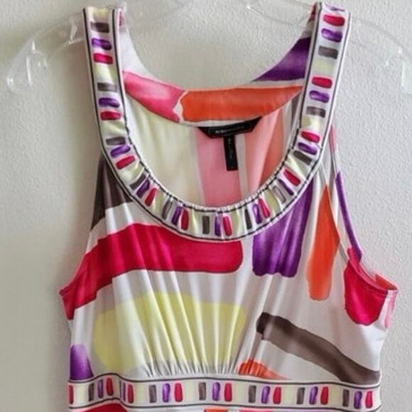 BCBG Max Azria Colorful Geranium Painted Brush Stroke Halter Top Size Large - Picture 2 of 6